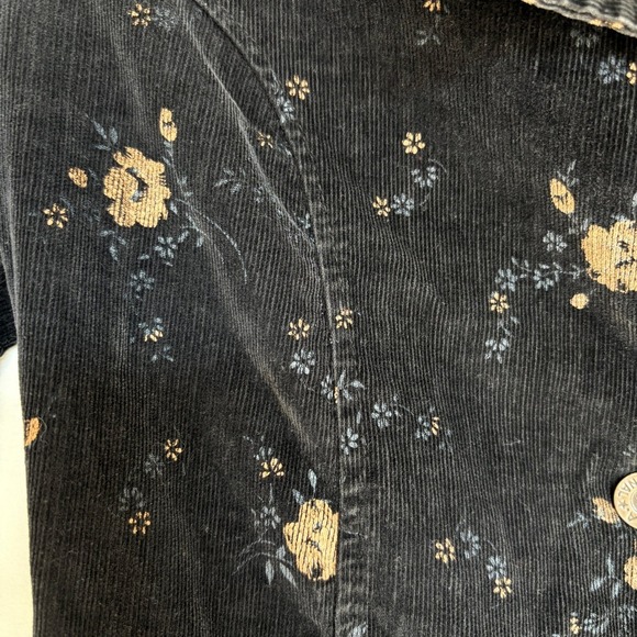 Vintage Women's Small Floral Corduroy Jacket Button Pockets Casual Fall Coat - Picture 9 of 15